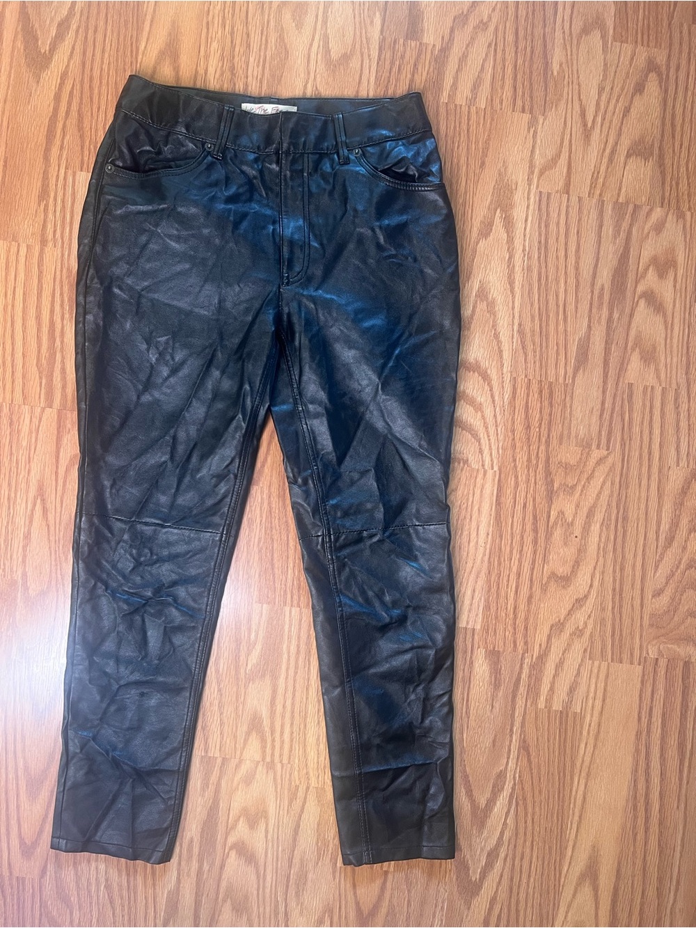 We The Free Black Skinny Faux Leather Jeans